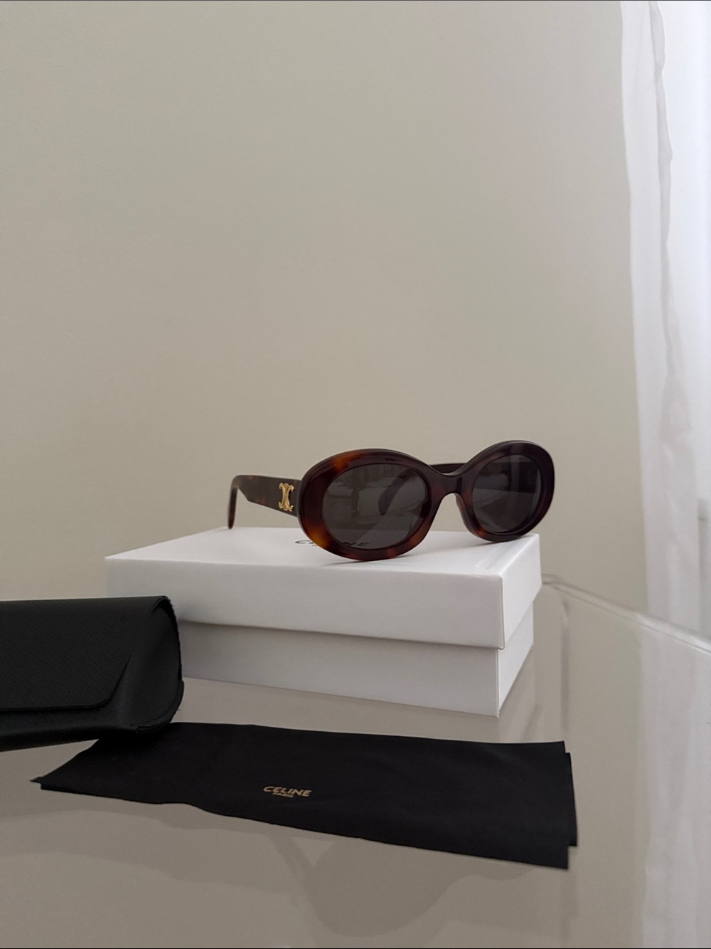 Celine Women’s Tortoiseshell Oval Sunglasses - Dark Brown